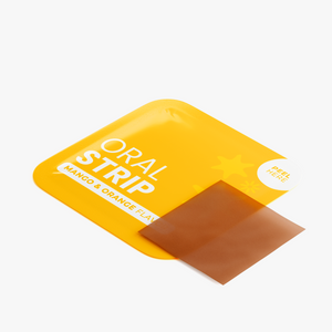 Hangover Strips mango orange oral strip pouch with a strip