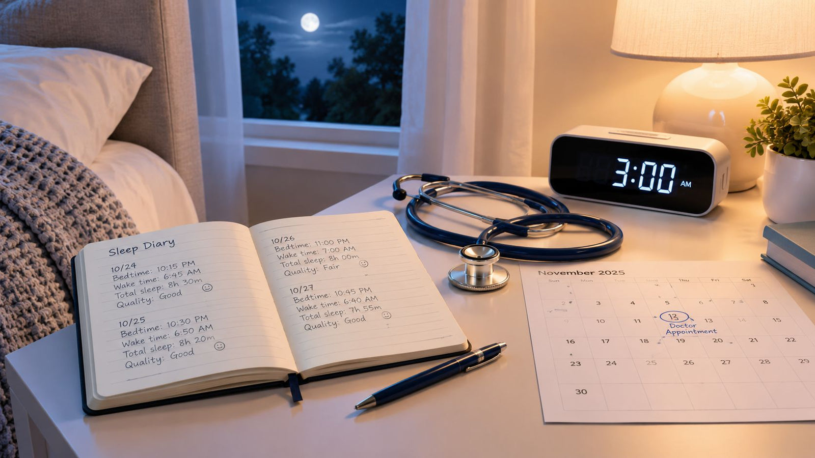 Sleep diary for tracking insomnia before a doctor's appointment